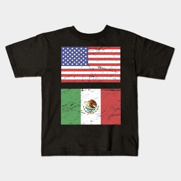 United States Flag & Mexico Flag Kids T-Shirt by MeatMan